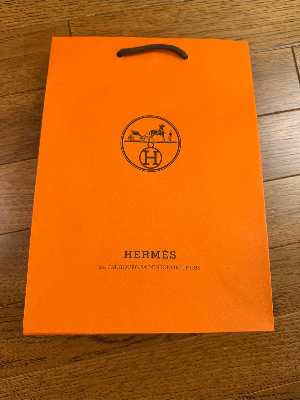Hermès Bright Orange Gift Bag with Rope Handle small